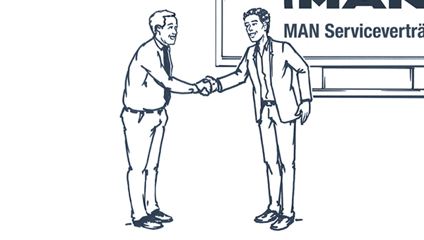 Thumbnail für ein Whiteboard Erklärvideo für MAN Service Verträge